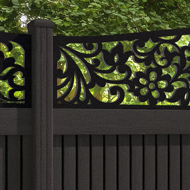 Virtis Eden Curved Top Fence Panel - Dark Oak - with our composite posts