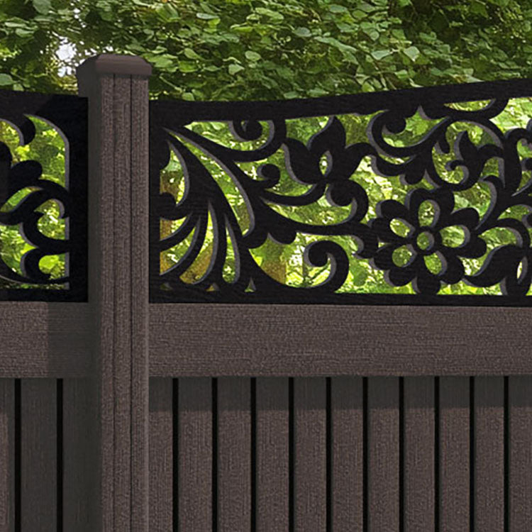Virtis Eden Curved Top Fence Panel - Mid Brown - with our composite posts
