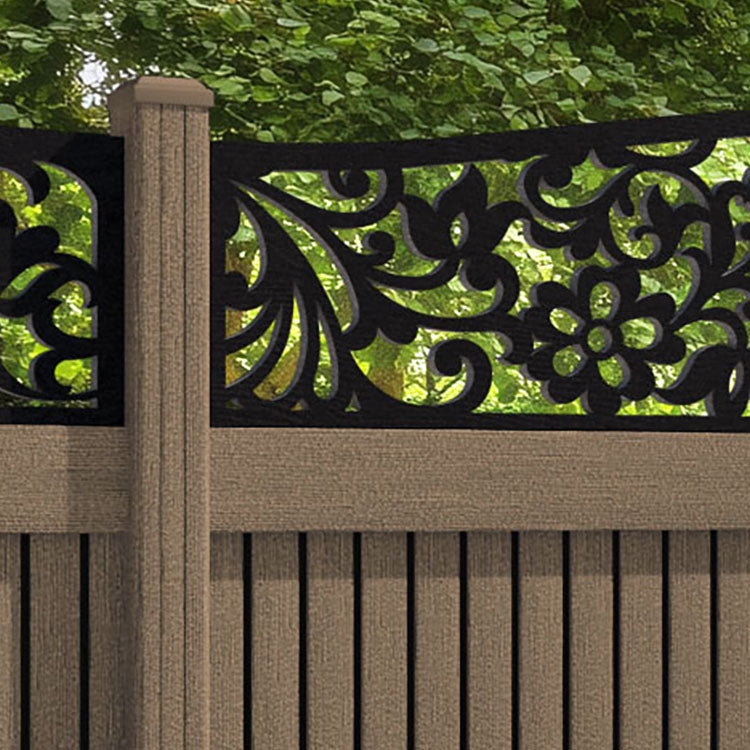 Virtis Eden Curved Top Fence Panel - Teak - with our composite posts