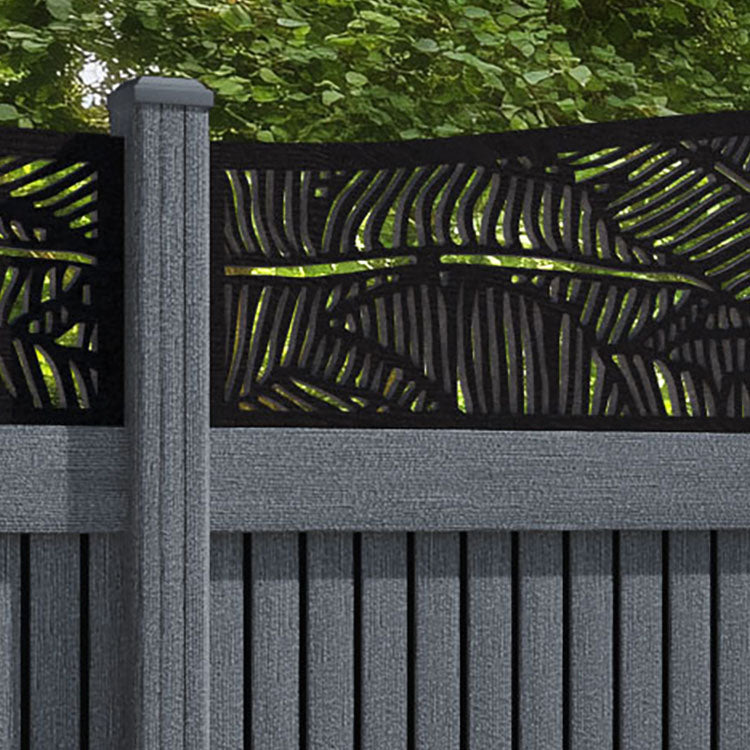 Virtis Feather Curved Top Fence Panel - Anthracite - with our composite posts