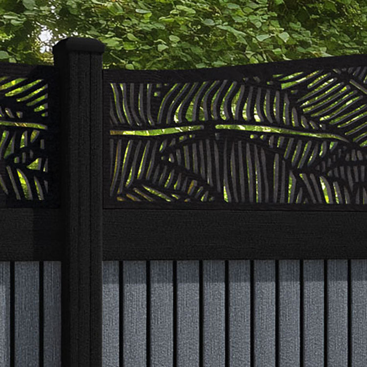 Virtis Feather Curved Top Fence Panel - Anthracite - with our composite posts