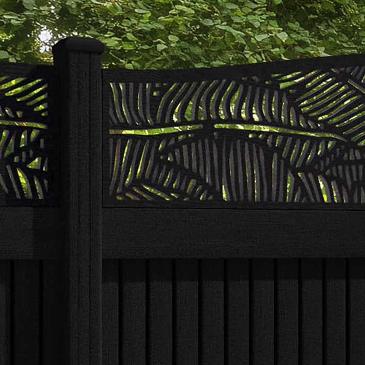 Virtis Feather Curved Top Fence Panel - Black - with our composite posts