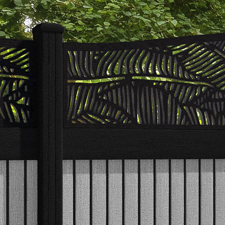 Virtis Feather Curved Top Fence Panel - Light Grey - with our composite posts