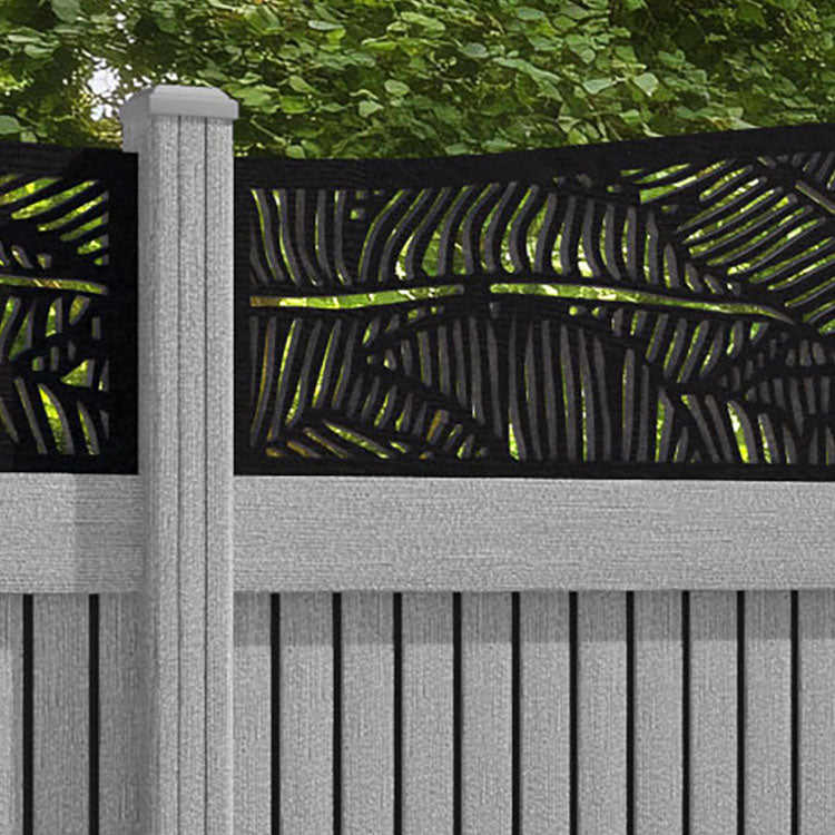 Virtis Feather Curved Top Fence Panel - Light Grey - with our composite posts