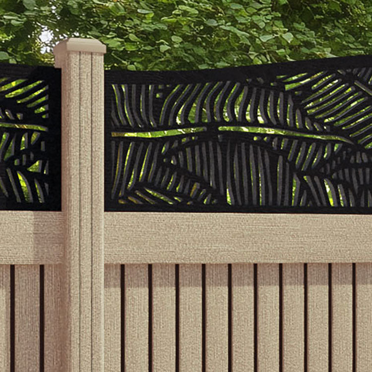 Virtis Feather Curved Top Fence Panel - Light Oak - with our composite posts
