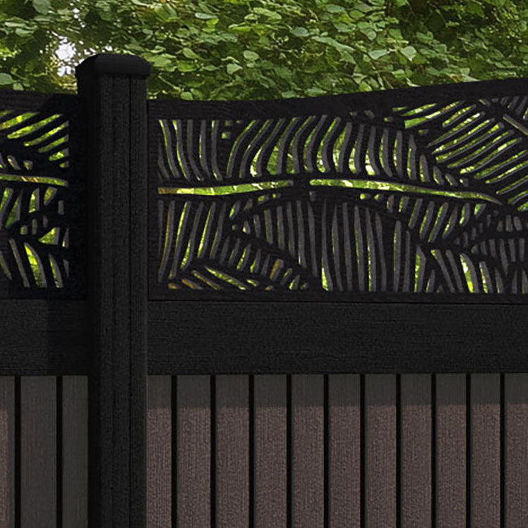 Virtis Feather Curved Top Fence Panel - Mid Brown - with our composite posts