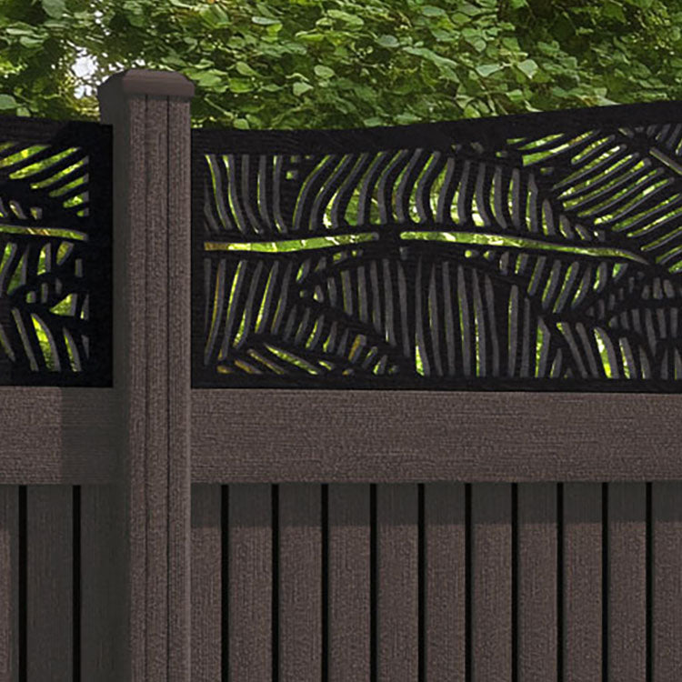Virtis Feather Curved Top Fence Panel - Mid Brown - with our composite posts