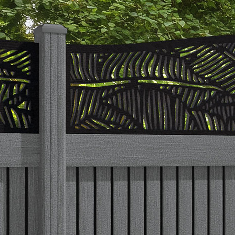 Virtis Feather Curved Top Fence Panel - Mid Grey - with our composite posts