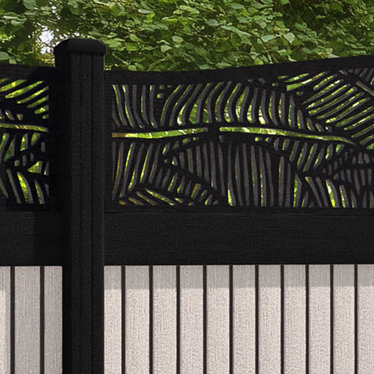 Virtis Feather Curved Top Fence Panel - Mid Stone - with our composite posts