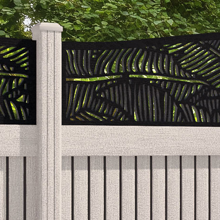 Virtis Feather Curved Top Fence Panel - Mid Stone - with our composite posts