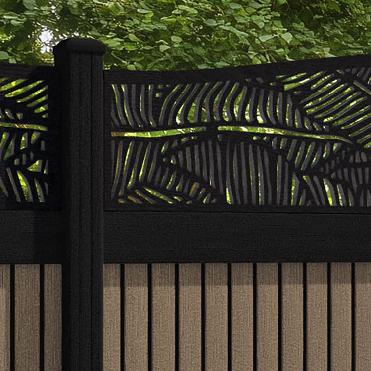Virtis Feather Curved Top Fence Panel - Teak - with our composite posts