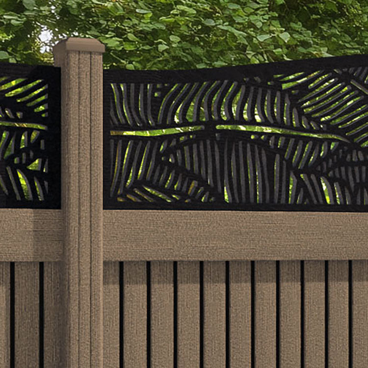 Virtis Feather Curved Top Fence Panel - Teak - with our composite posts