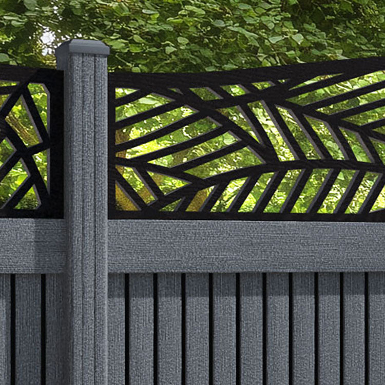 Virtis Habitat Curved Top Fence Panel - Anthracite - with our composite posts