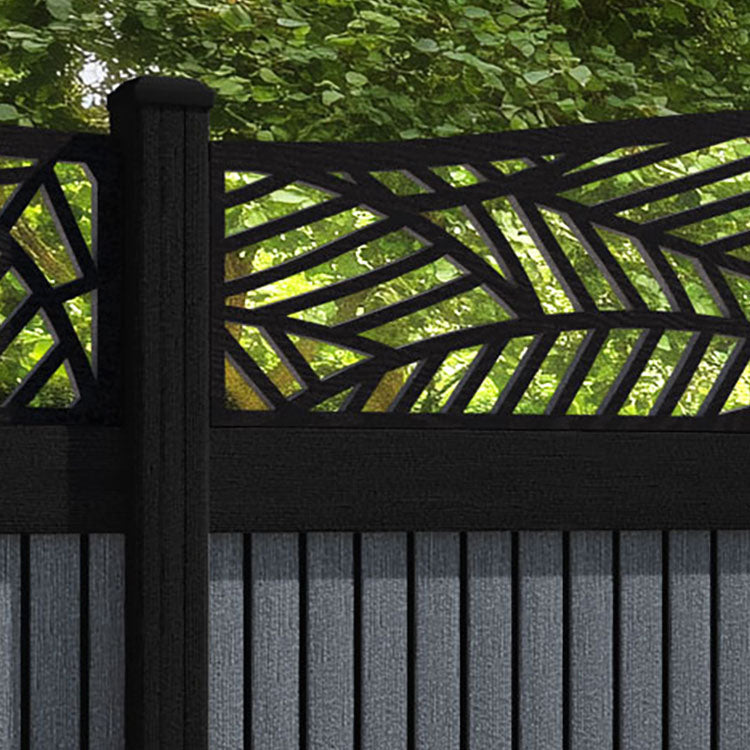 Virtis Habitat Curved Top Fence Panel - Anthracite - with our aluminium posts