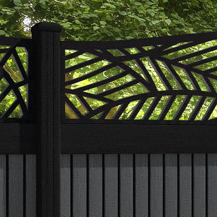 Virtis Habitat Curved Top Fence Panel - Dark Grey - with our composite posts
