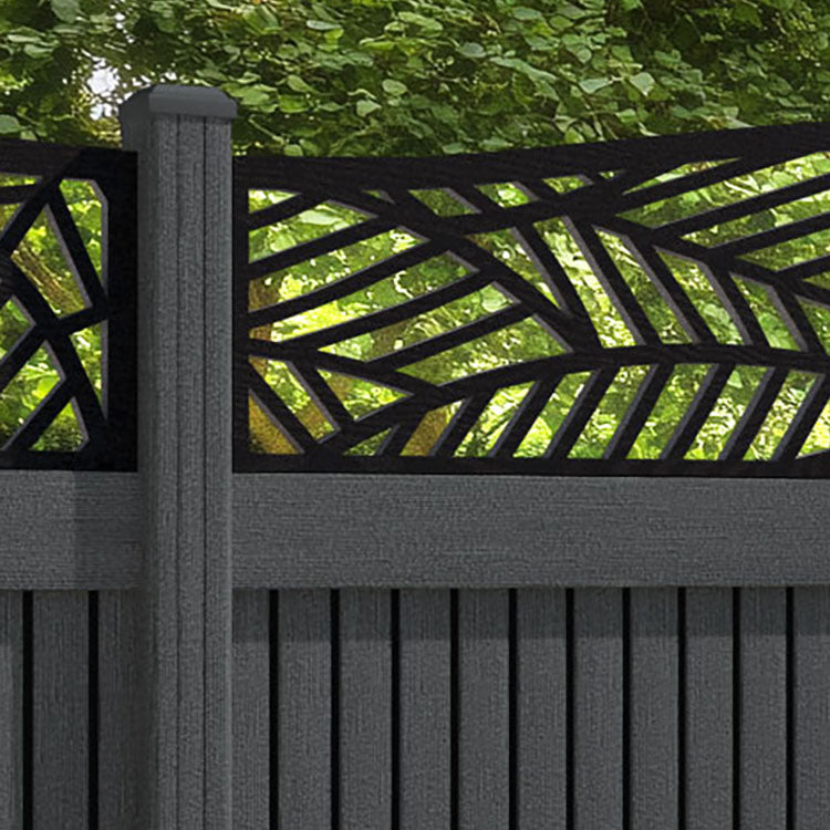 Virtis Habitat Curved Top Fence Panel - Dark Grey - with our composite posts