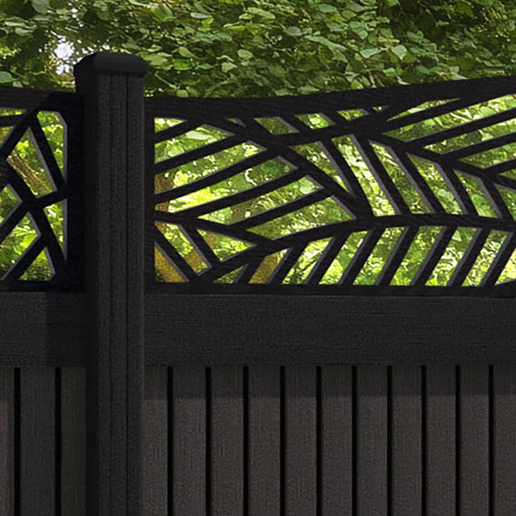 Virtis Habitat Curved Top Fence Panel - Dark Oak - with our composite posts