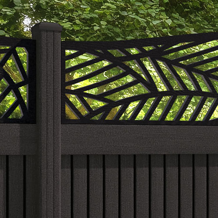 Virtis Habitat Curved Top Fence Panel - Dark Oak - with our composite posts