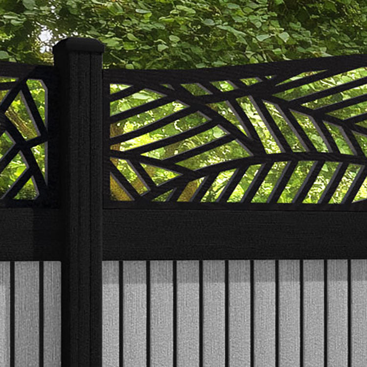 Virtis Habitat Curved Top Fence Panel - Light Grey - with our aluminium posts