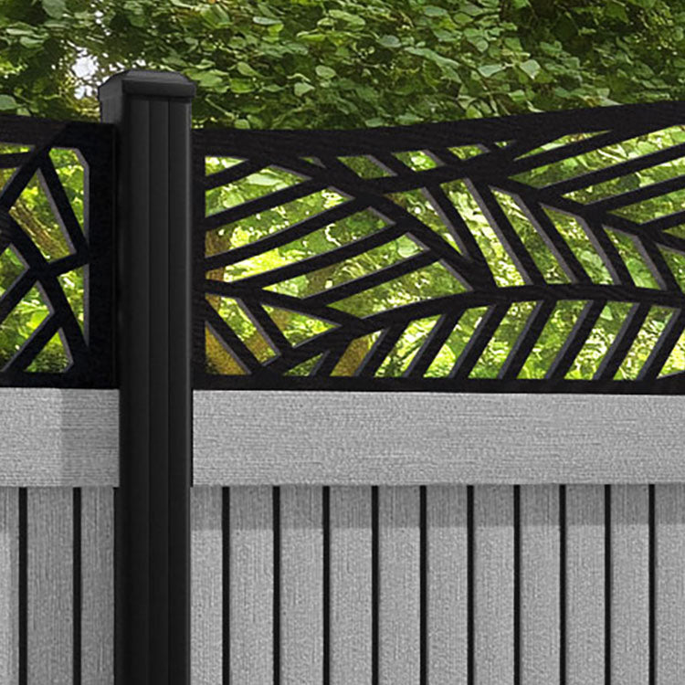 Virtis Habitat Curved Top Fence Panel - Light Grey - with our aluminium posts