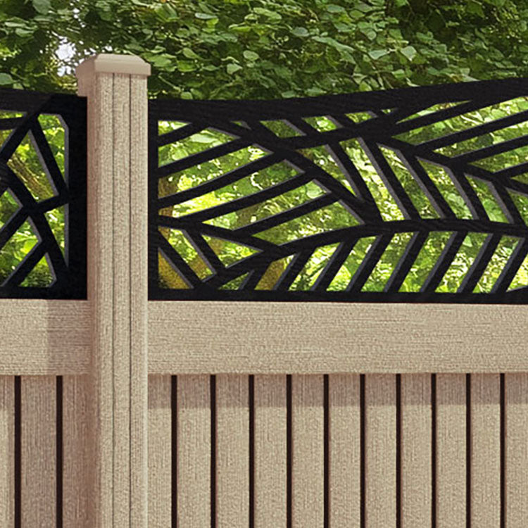 Virtis Habitat Curved Top Fence Panel - Light Oak - with our composite posts