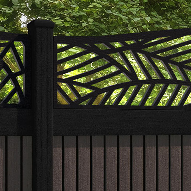 Virtis Habitat Curved Top Fence Panel - Mid Brown - with our aluminium posts