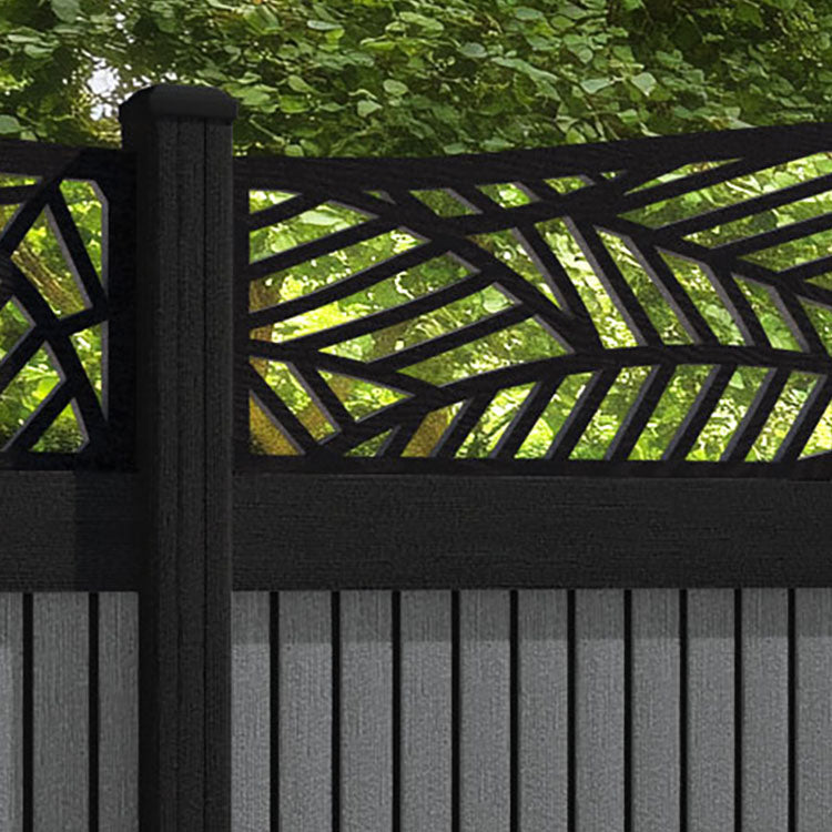 Virtis Habitat Curved Top Fence Panel - Mid Grey - with our aluminium posts