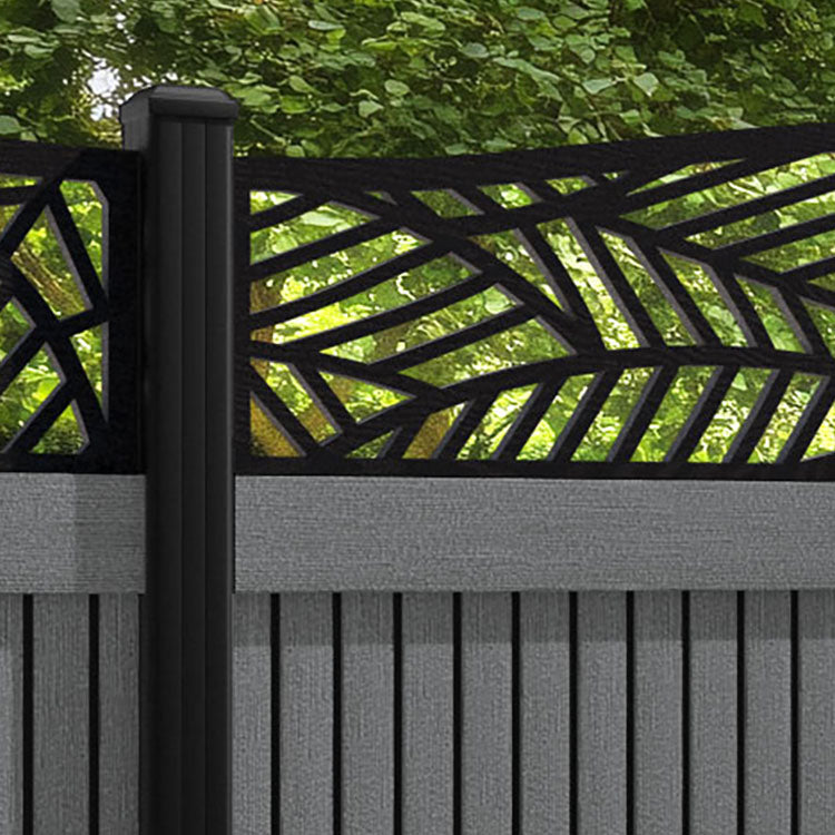 Virtis Habitat Curved Top Fence Panel - Mid Grey - with our aluminium posts