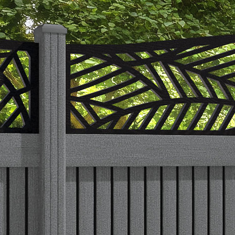 Virtis Habitat Curved Top Fence Panel - Mid Grey - with our composite posts