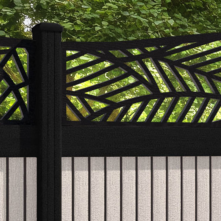 Virtis Habitat Curved Top Fence Panel - Mid Stone - with our composite posts