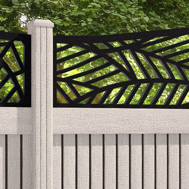 Virtis Habitat Curved Top Fence Panel - Mid Stone - with our composite posts