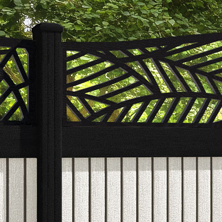 Virtis Habitat Curved Top Fence Panel - Light Stone - with our composite posts