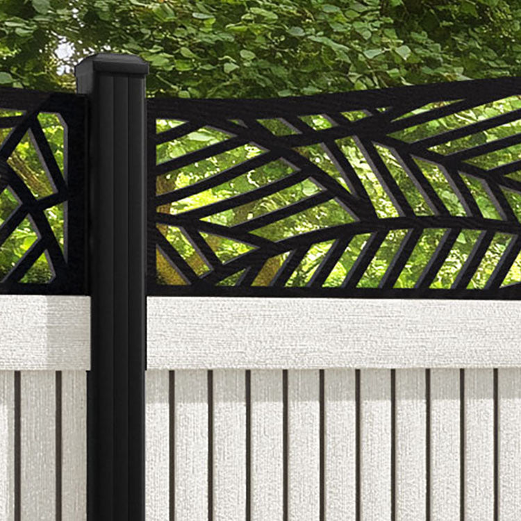 Virtis Habitat Curved Top Fence Panel - Light Stone - with our aluminium posts
