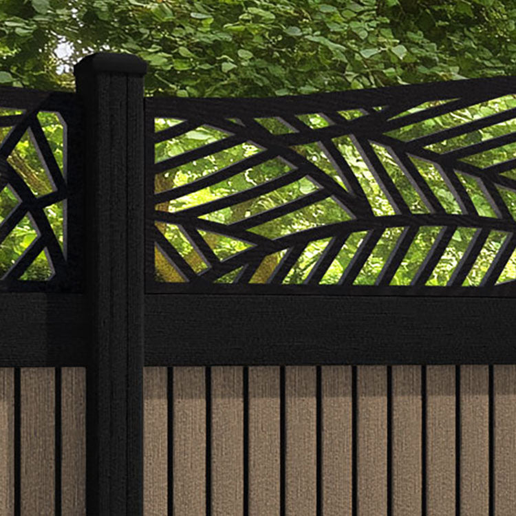 Virtis Habitat Curved Top Fence Panel - Teak - with our aluminium posts