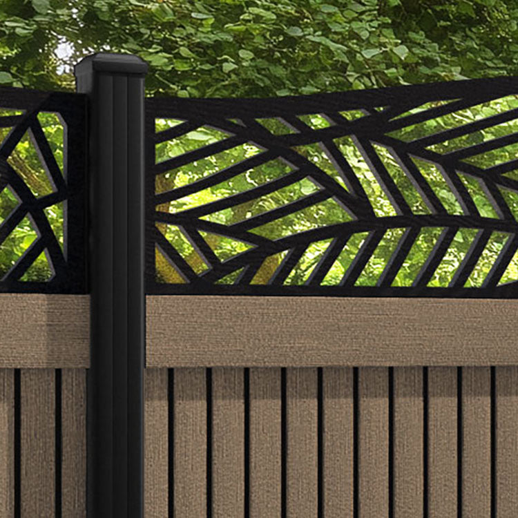 Virtis Habitat Curved Top Fence Panel - Teak - with our aluminium posts