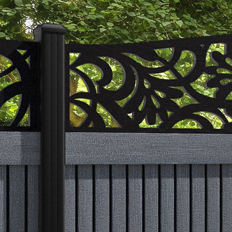 Virtis Heritage Curved Top Fence Panel - Anthracite - with our aluminium posts