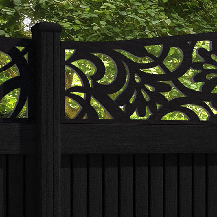 Virtis Heritage Curved Top Fence Panel - Black - with our composite posts