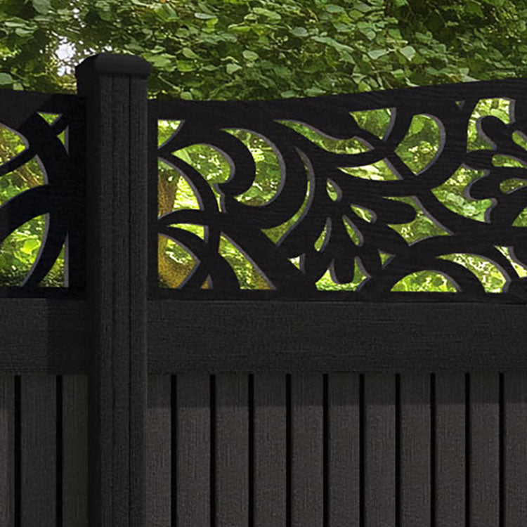 Virtis Heritage Curved Top Fence Panel - Dark Oak - with our composite posts