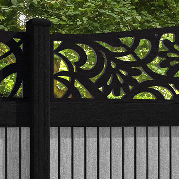 Virtis Heritage Curved Top Fence Panel - Light Grey - with our composite posts