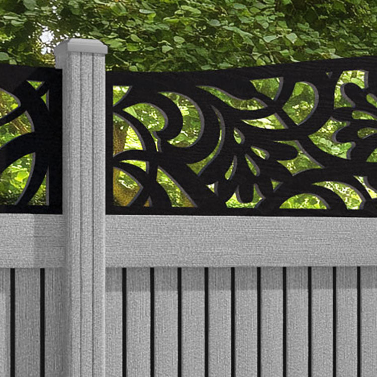 Virtis Heritage Curved Top Fence Panel - Light Grey - with our composite posts