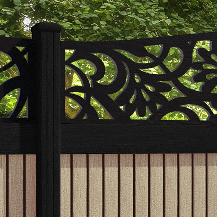 Virtis Heritage Curved Top Fence Panel - Light Oak - with our composite posts