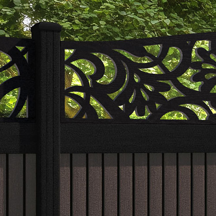 Virtis Heritage Curved Top Fence Panel - Mid Brown - with our composite posts