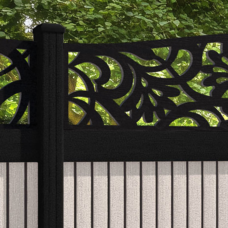 Virtis Heritage Curved Top Fence Panel - Mid Stone - with our composite posts
