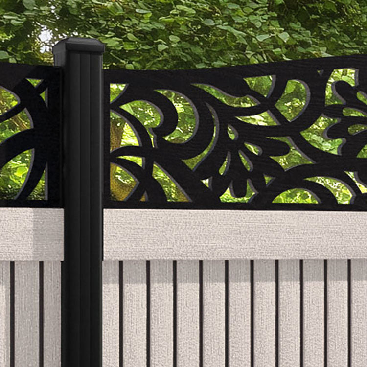Virtis Heritage Curved Top Fence Panel - Mid Stone - with our aluminium posts