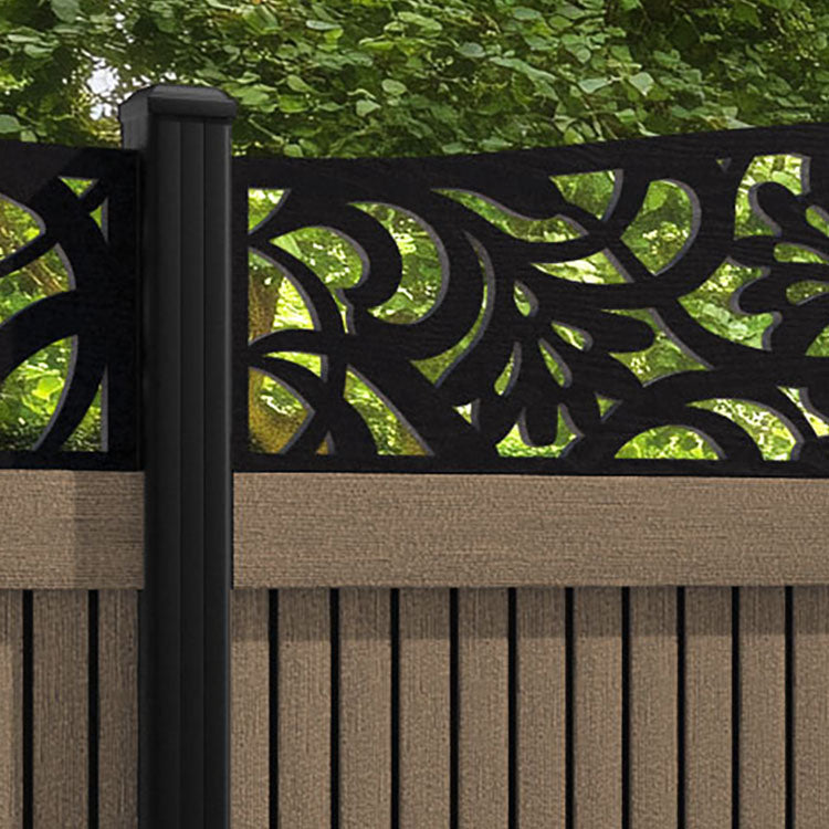 Virtis Heritage Curved Top Fence Panel - Teak - with our aluminium posts