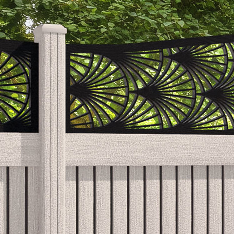 Virtis Laurel Curved Top Fence Panel - Mid Stone - with our composite posts