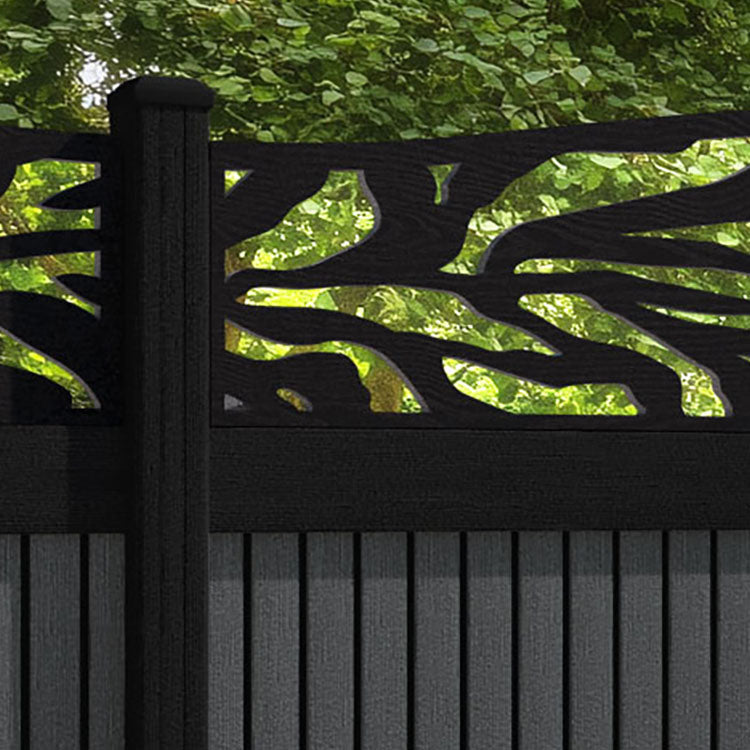 Virtis Malawi Curved Top Fence Panel - Dark Grey - with our composite posts