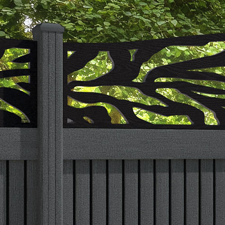 Virtis Malawi Curved Top Fence Panel - Dark Grey - with our composite posts