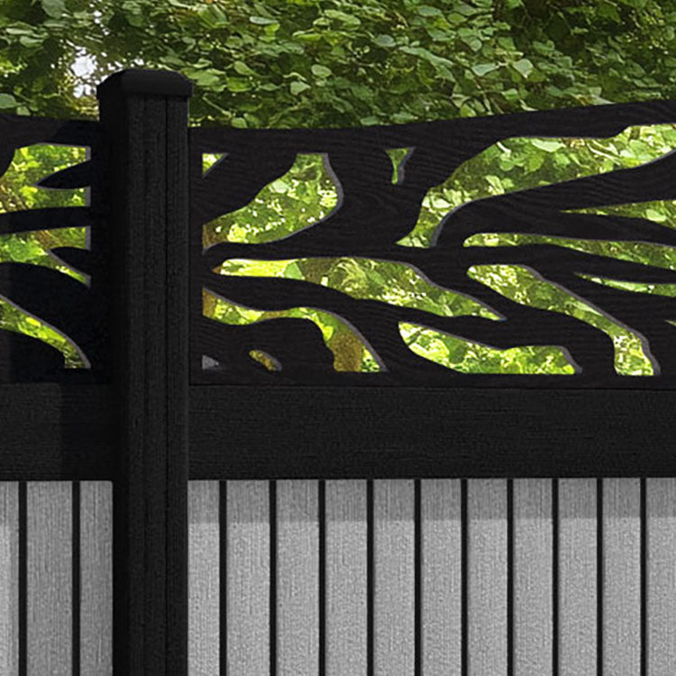 Virtis Malawi Curved Top Fence Panel - Light Grey - with our aluminium posts