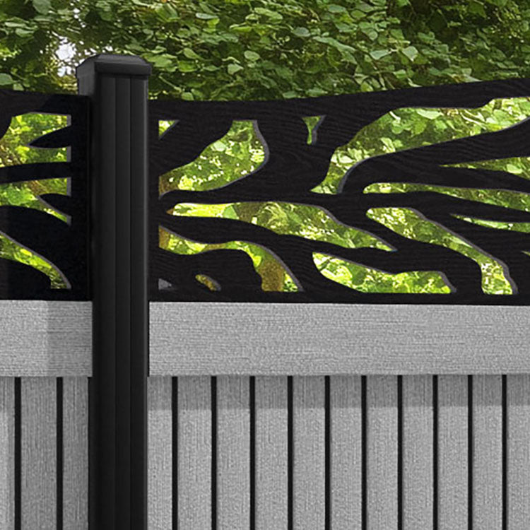 Virtis Malawi Curved Top Fence Panel - Light Grey - with our aluminium posts